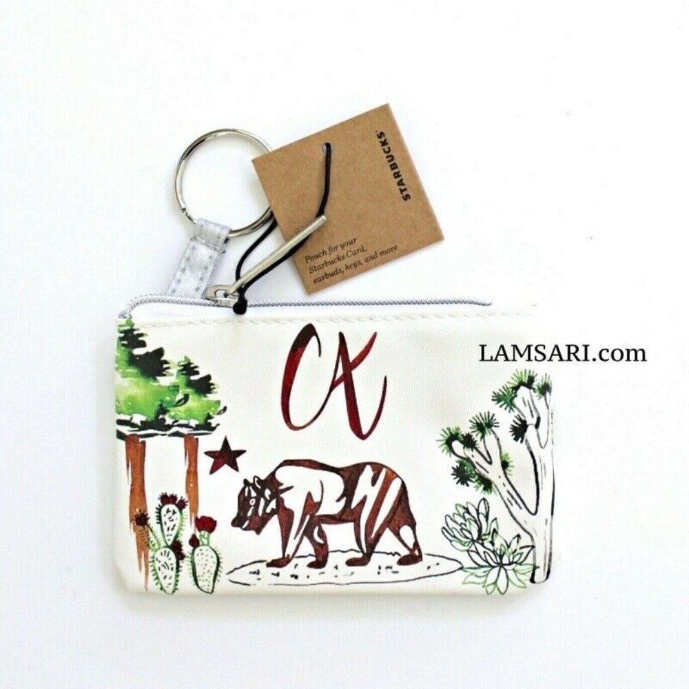 Starbucks California Zip Card Case Coin Purse Keyring Keychain